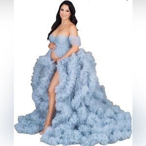 Blue Maternity Photoshoot Dress NWOT